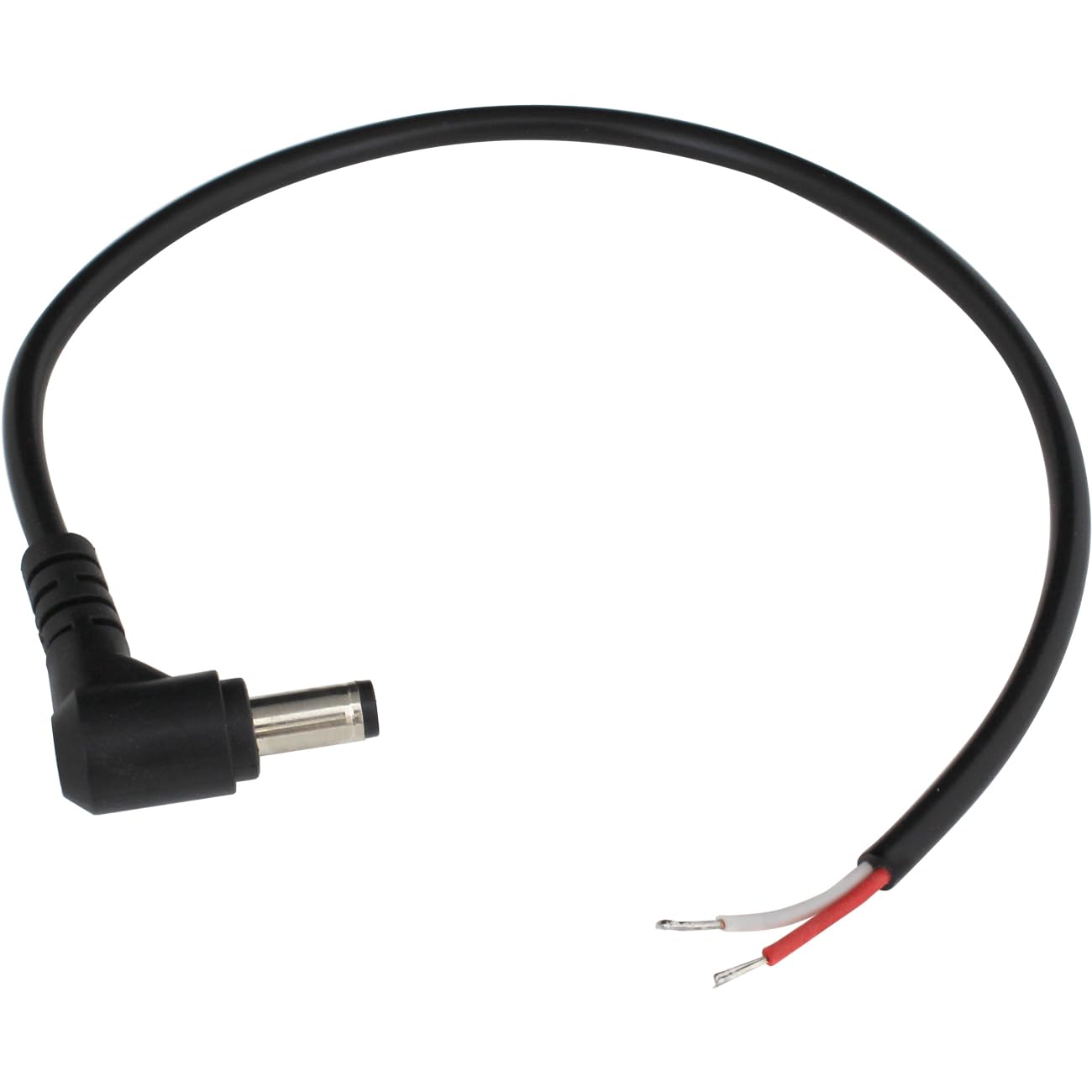 Kaito Denshi(海渡電子) 電源ケーブル ピグテール DC電源 コネクタ 外径5.5mm 内径2.5mm 電子工作 25cm L型コネクタ 切りっぱなし オス