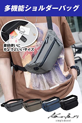 [Kanpari] ウエストポーチ ウエストバッグ ランニングポーチ ショルダー ポーチ メンズ レディース 小さめ 小型 軽量 薄型 仕事用 作業用 防水 撥水 多機能 通勤 通学 旅行 黒 ブラック